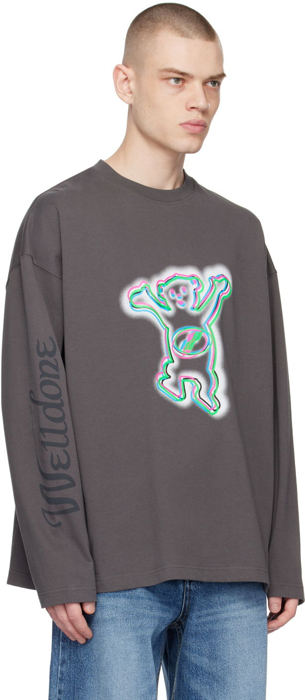 T-shirt We11done We11done Teddy Graphic Long Sleeve T-Shirt Grå | WD-TT3-22-833-U-CH, 1