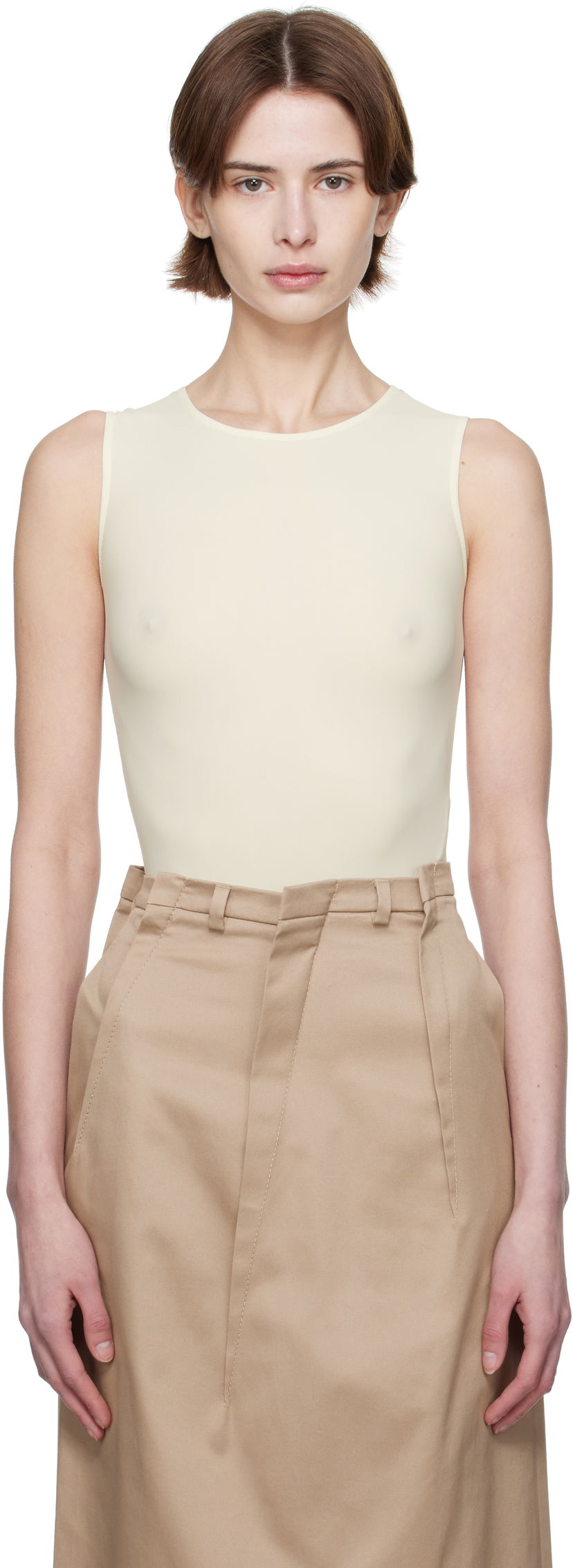 Tanktop Maison Margiela MM6 Maison Margiela Lycra Jersey Sleeveless Bodysuit Gul | S62NA0078 S20518