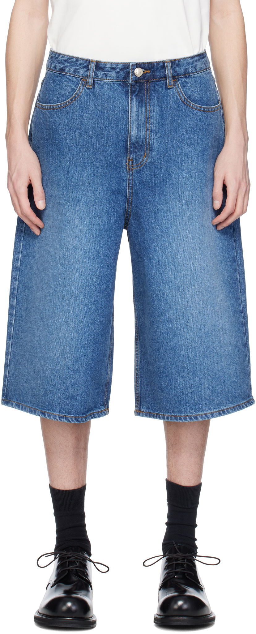 Shorts ADER ERROR ADER error Sig TRS Tag 01 Denim Shorts Blå | BN42FYJE0201BL