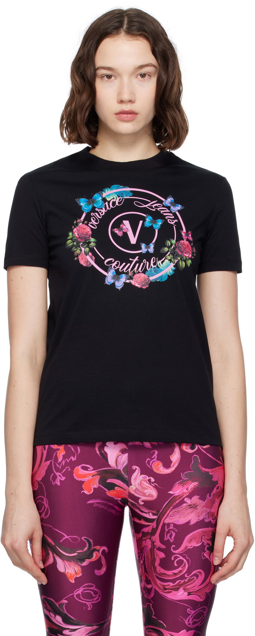 T-shirt Versace Versace Jeans Couture Cotton Jersey Graphic T-Shirt Sort | E79HAHP01_ECJ01P