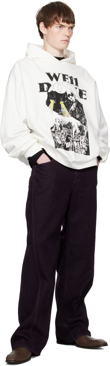 Sweatshirt We11done We11done Cat Poster Graphic Hoodie Hvid | WD-TH2-25-837-U-WH, 3
