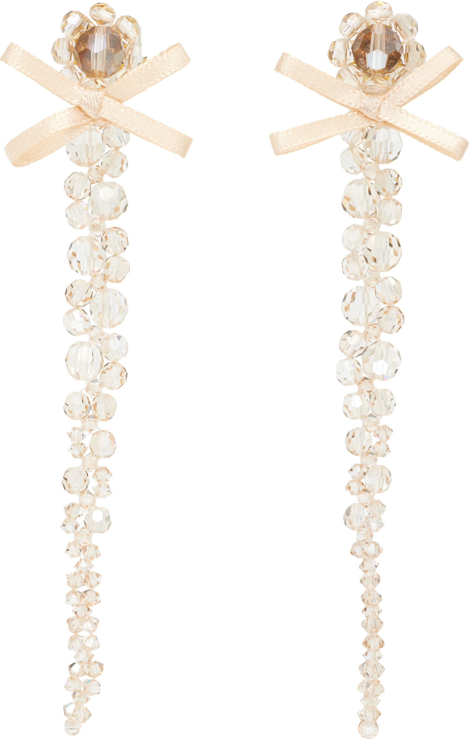 Øreringe Simone Rocha Simone Rocha Petite Bow Drip Faceted Crystal Bead Earrings Beige | ERG547 0903, 0