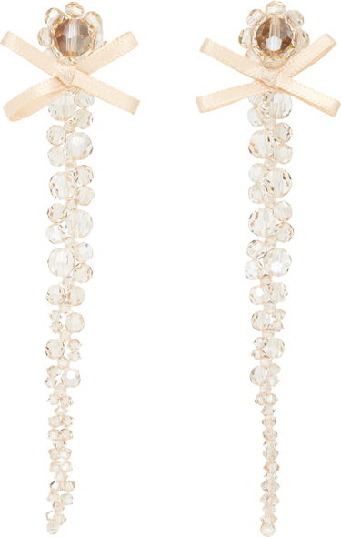 Øreringe Simone Rocha Simone Rocha Petite Bow Drip Faceted Crystal Bead Earrings Beige | ERG547 0903, 0