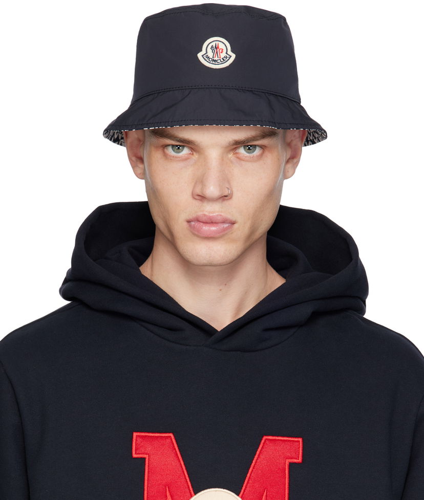 Hat Moncler Patch Reversible Bucket Hat Mørkeblå | J10913B0000454A91