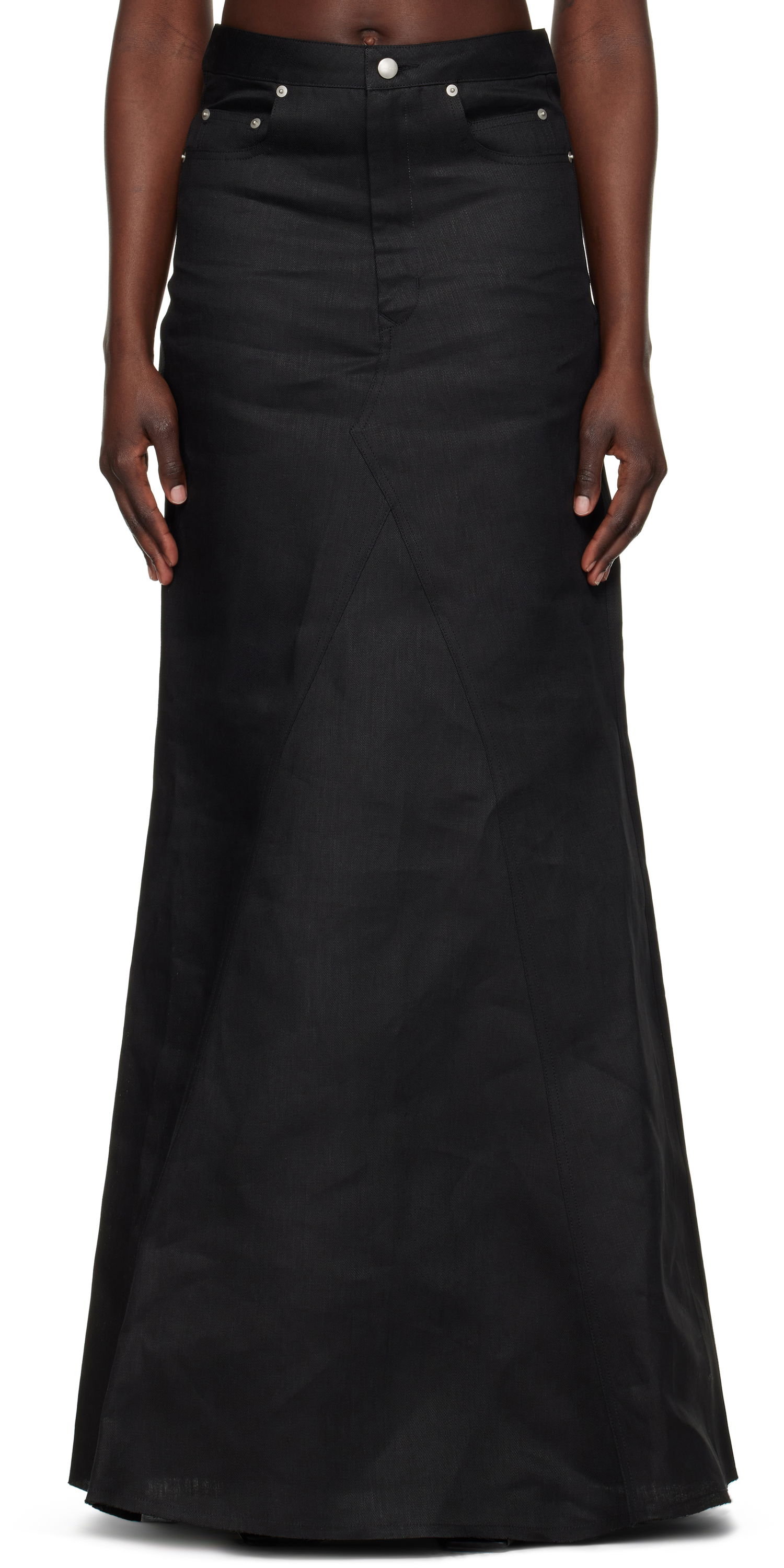 Nederdel Rick Owens Rick Owens Hollywood Godet Maxi Skirt Sort | RP01E7369 TWL, 0