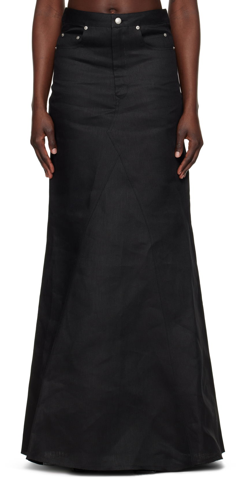 Nederdel Rick Owens Rick Owens Hollywood Godet Maxi Skirt Sort | RP01E7369 TWL