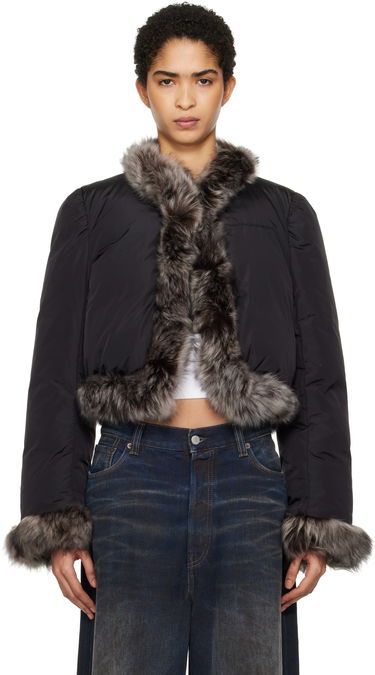Puffer jakke Alexander Wang Alexander Wang Fur Trim Down Jacket Sort | 1WC4242573, 0