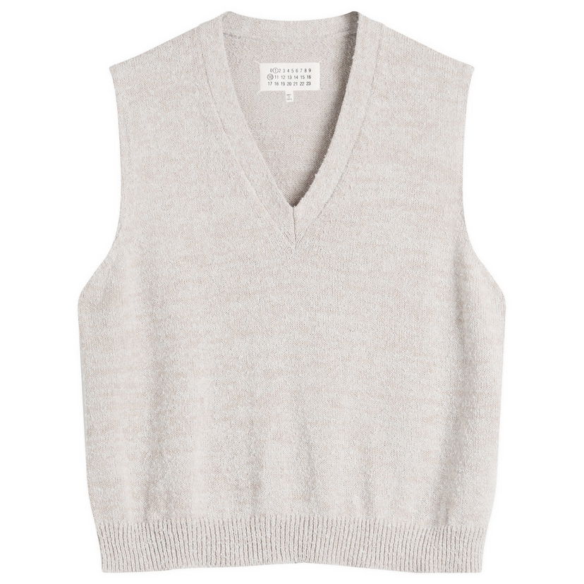 Vest Maison Margiela V-Neck Knitted Vest, Size Large Beige | S50FB0115-M13152-003F