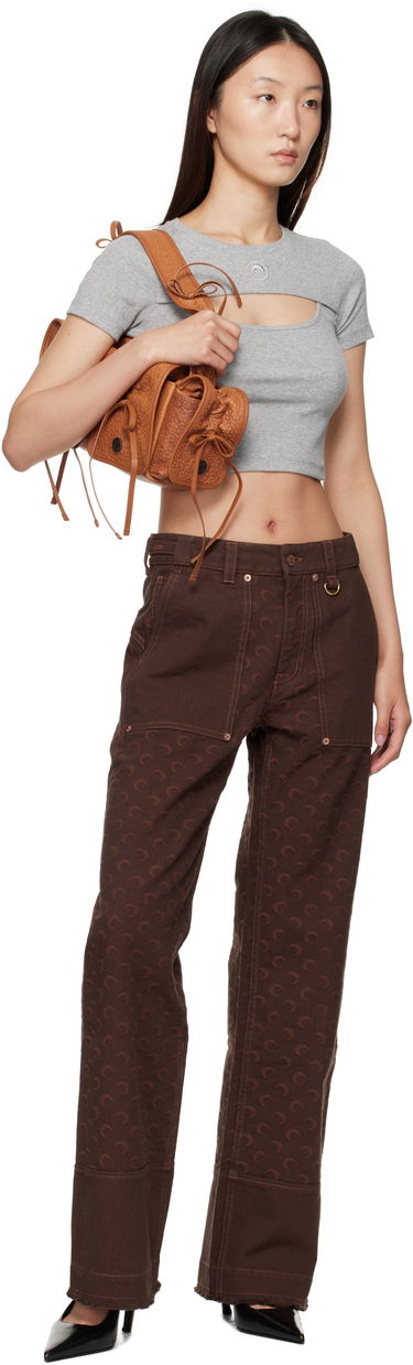 Cargo bukser Marine Serre Marine Serre Moon Jacquard Twill Workwear Cargo Pants Brun | WPA141B CWOV0063, 3
