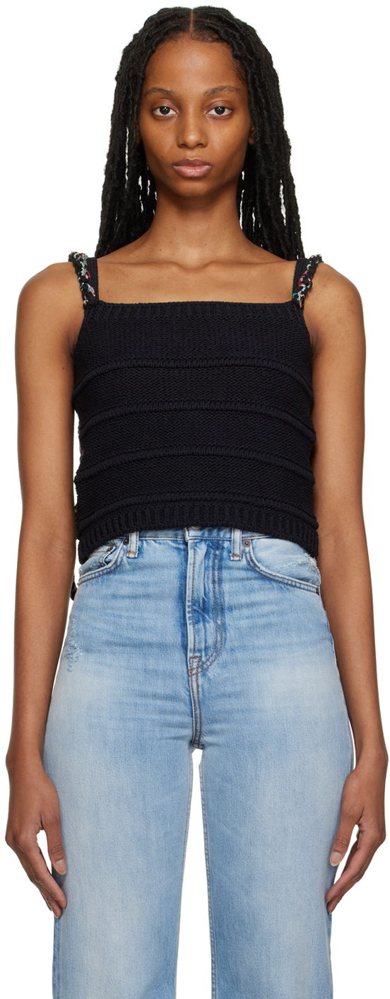 Tanktop ADER ERROR Knit Braided-Strap Tank Top Sort | BMADSSKT0601BK