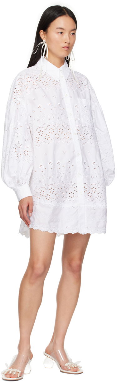 Øreringe Simone Rocha Simone Rocha Double Ended Daisy Bow Ribbon Earrings Hvid | ERG497 0906, 3