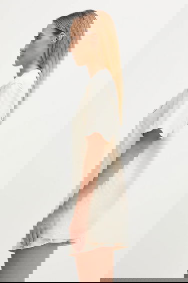 T-shirt Sporty & Rich Cotton T-shirt Kennedy Crest Beige | TO04360666CR01, 3