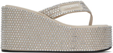 Tilbehør Coperni Coperni Crystal Embellished Wedge Sandals Beige | COPSH09455, 0