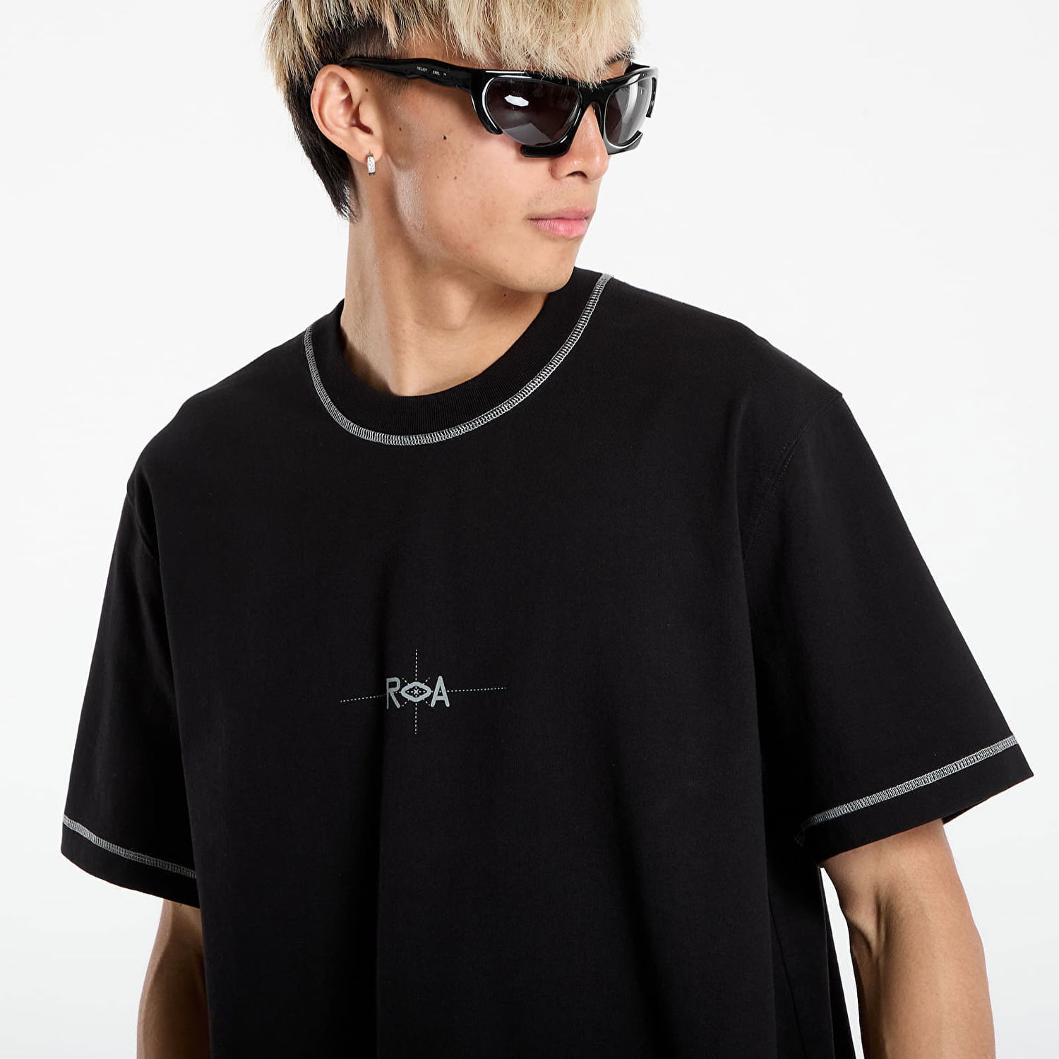 T-shirt ROA ROA Info Stitch Organic T-Shirt Sort | RBMW0545JY58 BLK0001, 1