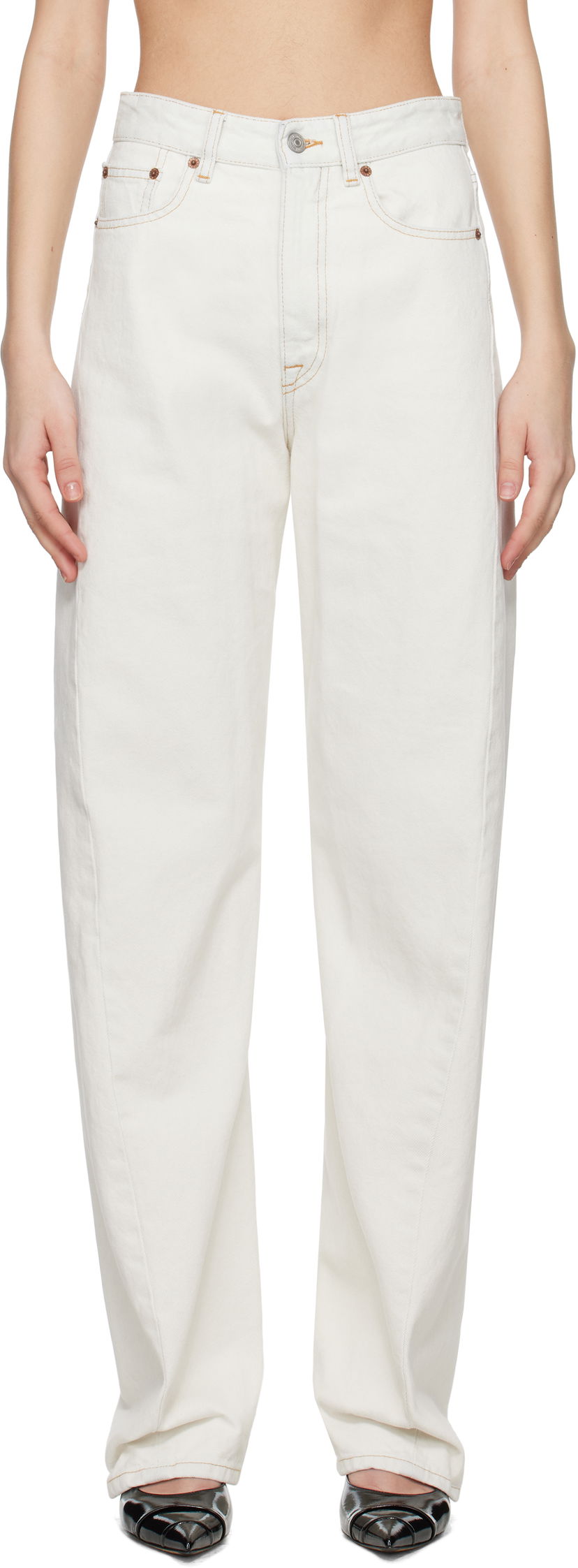 Jeans Maison Margiela MM6 Maison Margiela Contrast Stitch Jeans Hvid | S62LB0184 M30018
