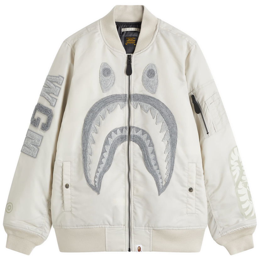 Bomberjakke BAPE Shark Nylon Bomber Jacket Grå | 001HJK802005L-GRA