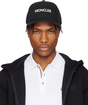 Kasket Moncler Moncler Embroidered Logo Gabardine Baseball Cap Sort | K10913B0005404863, 0