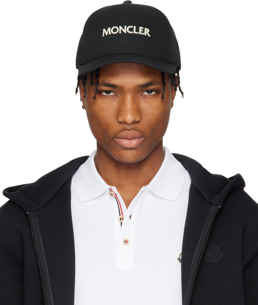 Kasket Moncler Moncler Embroidered Logo Gabardine Baseball Cap Sort | K10913B0005404863