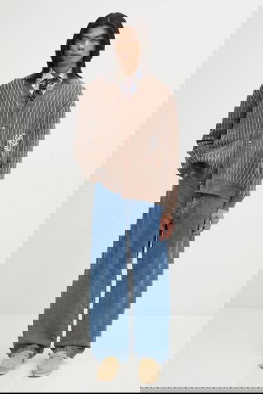 Sweater Drôle de Monsieur Drôle de Monsieur Le Cardigan Monogramme Striped Cardigan Brun | I.CA159.VI024, 4