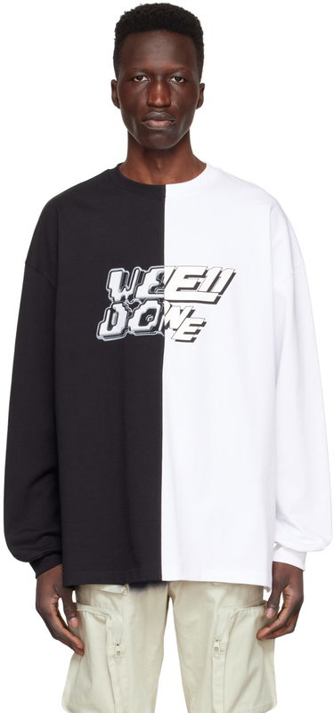 Sweatshirt We11done We11done Half & Half Logo Long Sleeve T-Shirt Flerfarvet | WD-TT1-22-557-U-BW, 0