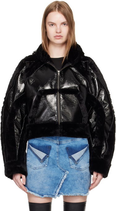 Jakke Ottolinger Ottolinger Fitted Faux-Fur Hooded Jacket Sort | 109-702409-01, 0
