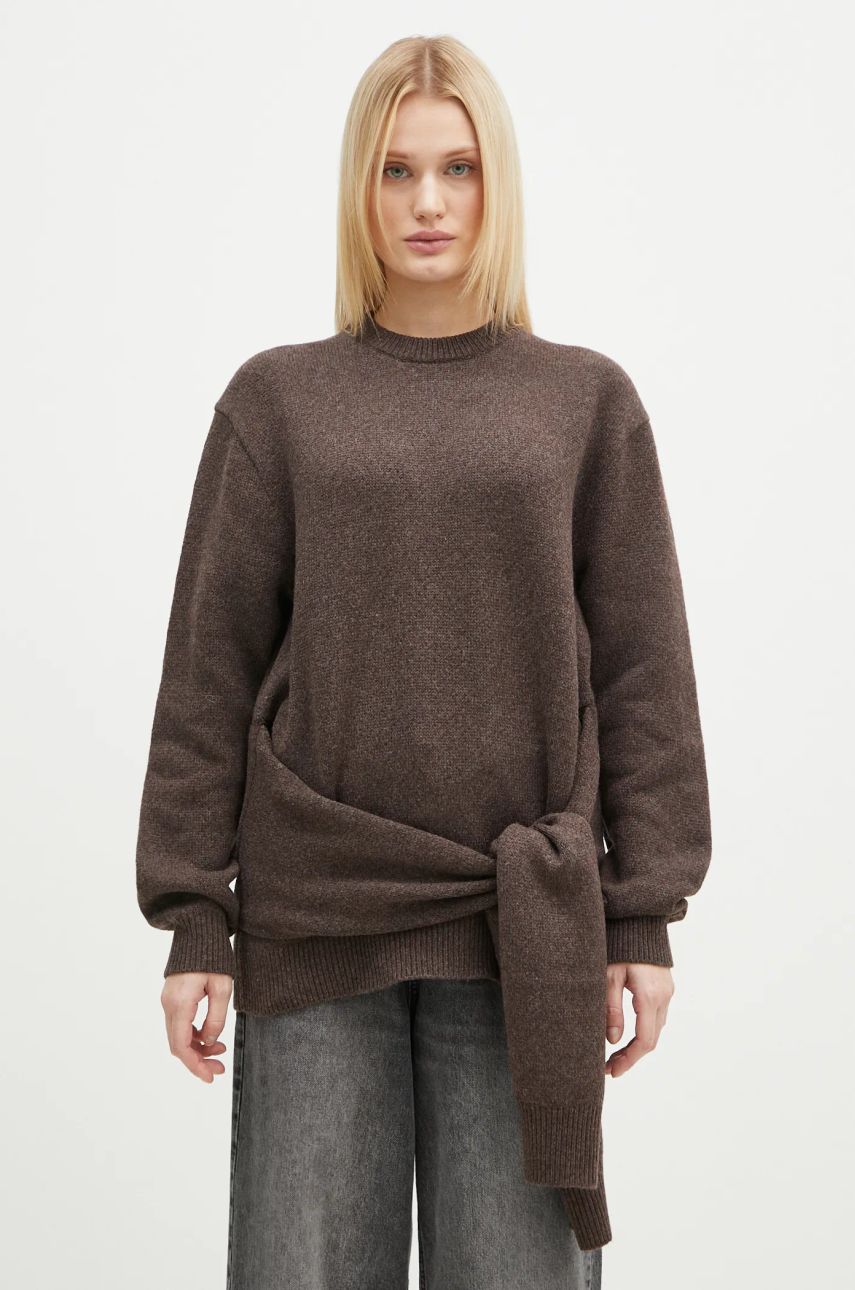 Sweater JW Anderson JW Anderson Draped Tie Front Jumper Brun | KW1263.YN0384.958, 0
