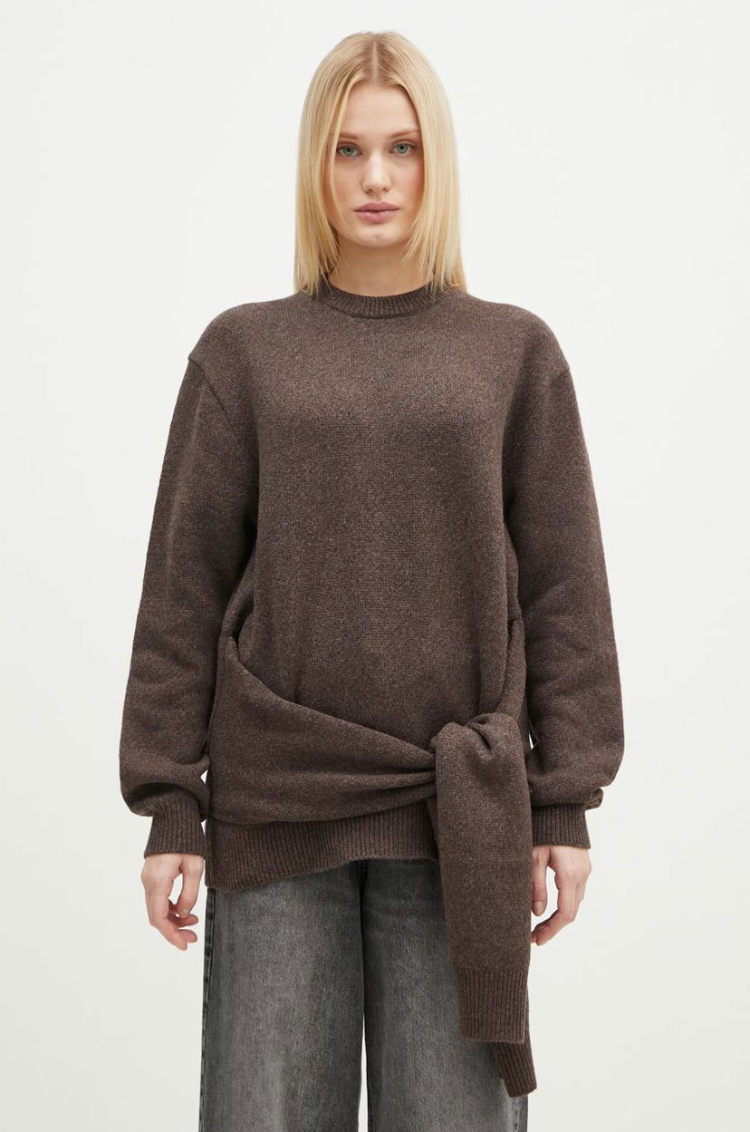 Sweater JW Anderson JW Anderson Draped Tie Front Jumper Brun | KW1263.YN0384.958