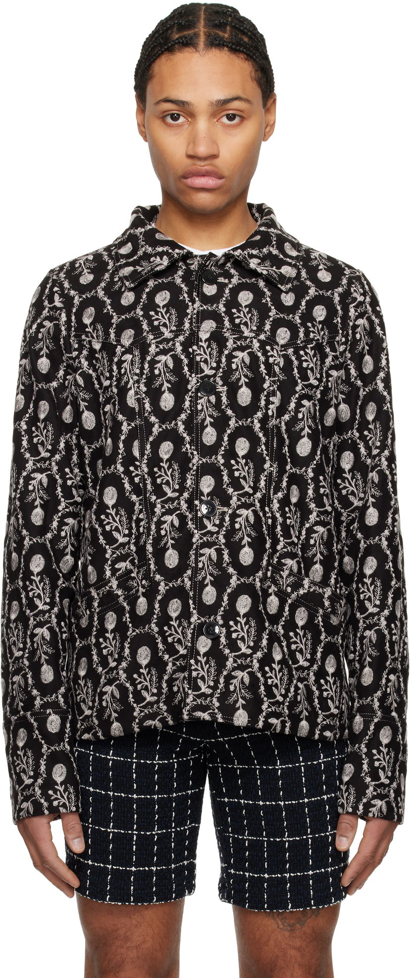 Jakke Anna Sui Anna Sui Sleeping Beauty Embroidered Faux-Suede Jacket Sort | M1125A31