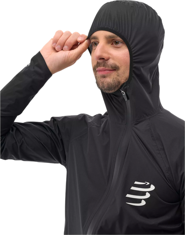 Vindjakke Compressport Hurricane Waterproof 10/10 Hooded Jacket Sort | am00009b-990, 6