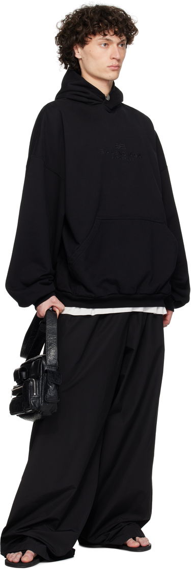 Sweatshirt Balenciaga BB Garderobe Large Fit Hoodie Sort | 813406TRVW1, 3