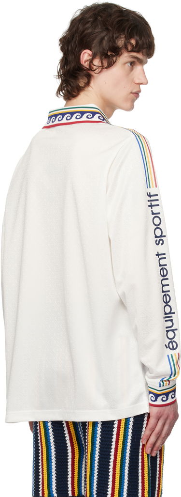 Polo skjorte Casablanca Casablanca Long Sleeve Football Shirt Hvid | MPS25-JTP-301-01, 3