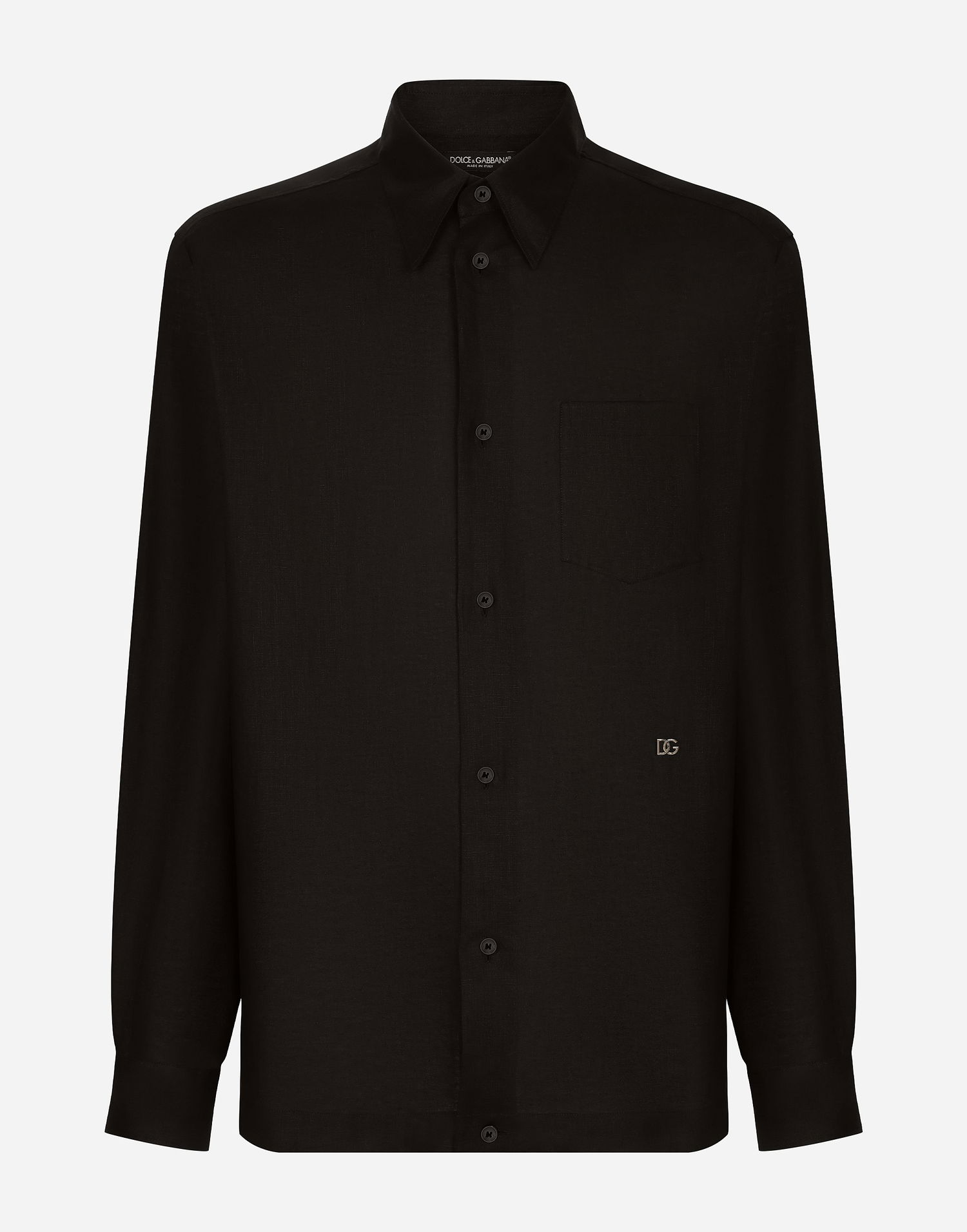 Skjorte Dolce & Gabbana Dolce & Gabbana Linen Shirt With DG Logo Sort | G5KJ0TFU4IKN0000, 0