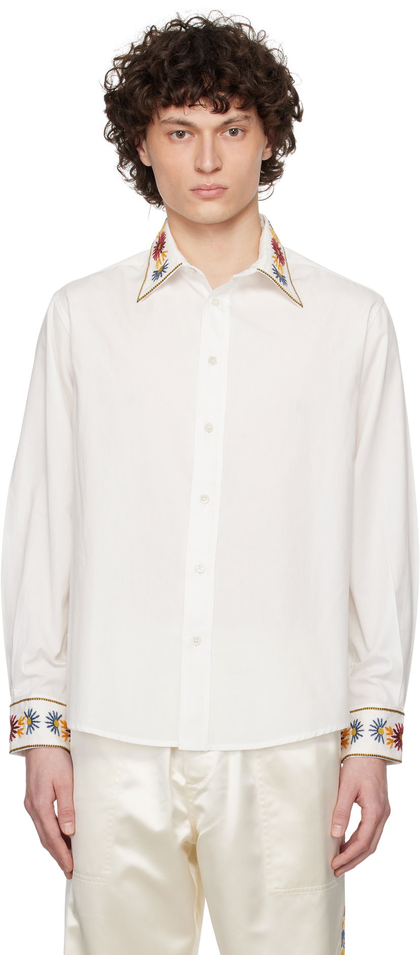 Skjorte Bode Bode Candyfloss Embroidered Shirt Hvid | MRS25SH003