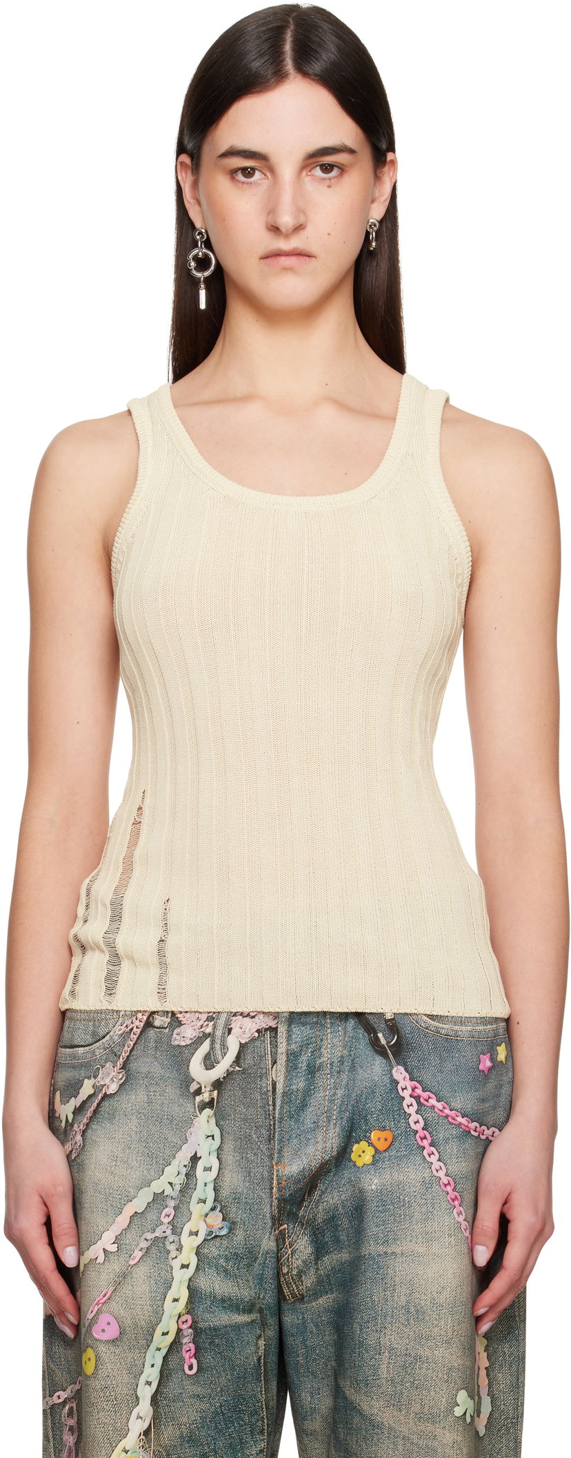 Tanktop Acne Studios Acne Studios Open Cotton Tank Top Beige | A60565-