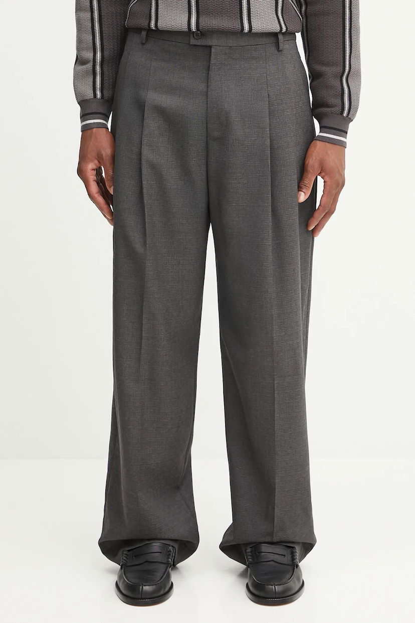 Bukser KENZO Wool Weave Straight Tailored Pleated Trousers Grå | FF65PA3689ID
