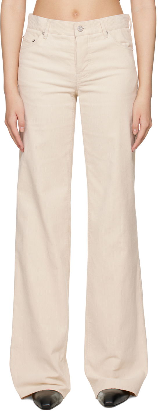 Bukser We11done We11done Loose-Fit Corduroy Trousers Beige | WD-PT3-22-287-W-WH