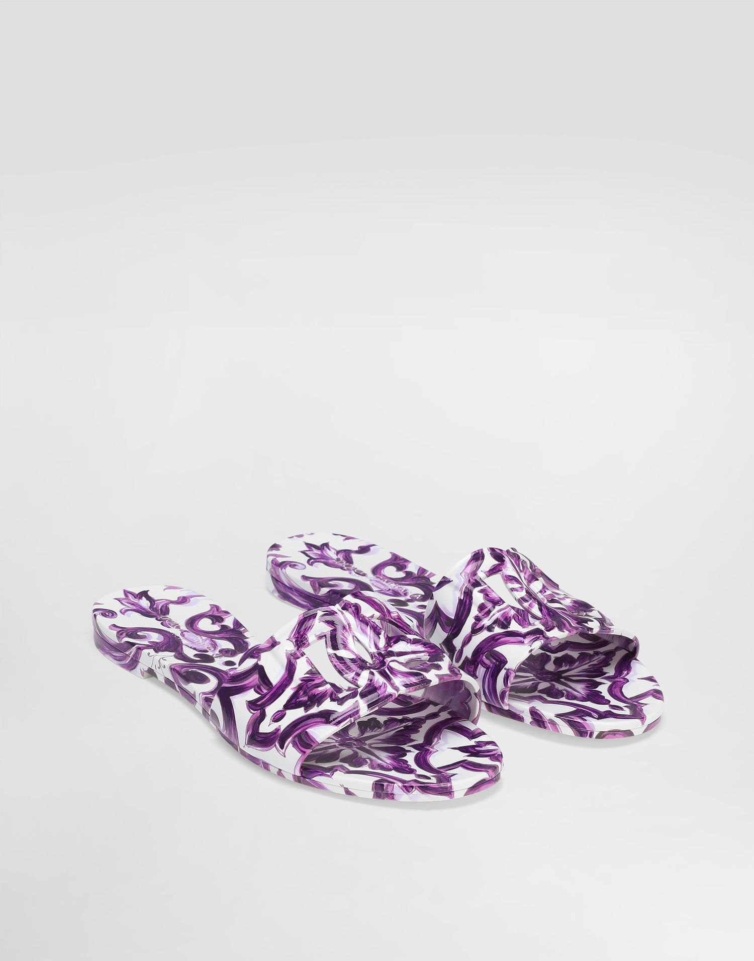 Tilbehør Dolce & Gabbana Dolce & Gabbana Majolica-Print Rubber Slides Lilla | CW2215AE854I03TN, 1