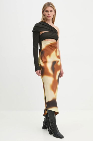 Kjole Nanushka One-shoulder Maxi Dress with Abstract Print Flerfarvet | NW24FWDR41050, 2