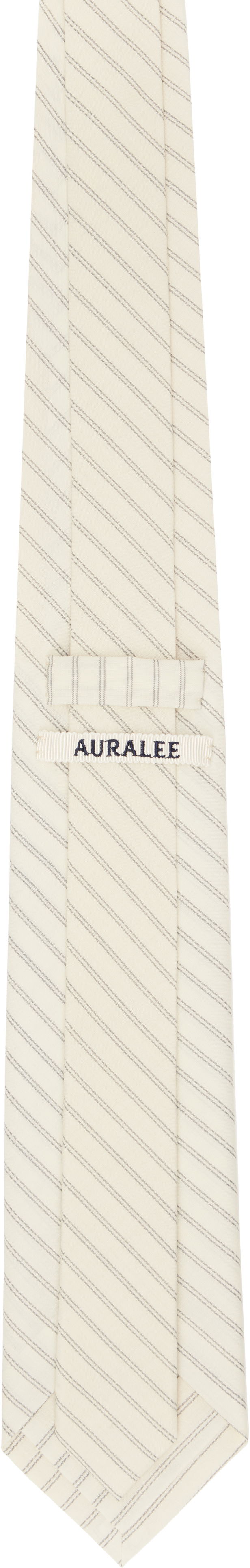 Bælter AURALEE AURALEE Super Fine Wool Stripe Tie Beige | A25ST03WW-W, 1