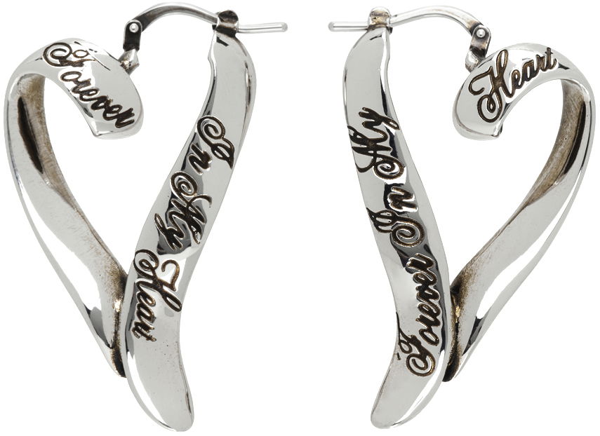 Tilbehør Acne Studios Silver Heart Hoop Earrings Grå | C50393-, 0
