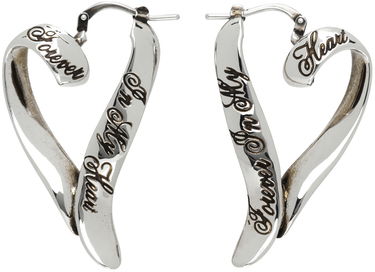 Tilbehør Acne Studios Silver Heart Hoop Earrings Grå | C50393-, 0