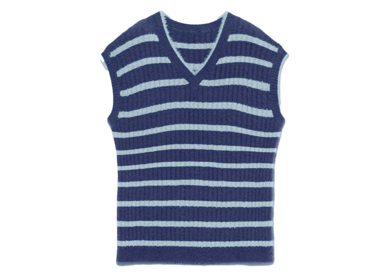 Vest Jacquemus Le Gilet Neve Fluffy Striped Pullover Multi Mørkeblå | 225KN069-2370 030, 0