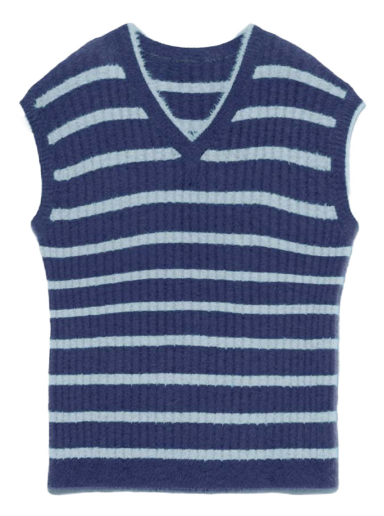 Vest Jacquemus Le Gilet Neve Fluffy Striped Pullover Multi Mørkeblå | 225KN069-2370 030