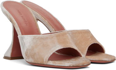 Sneakers og sko Amina Muaddi Lupita Slipper Heeled Sandals Beige | LUPITA SLIPPER VELVET, 3