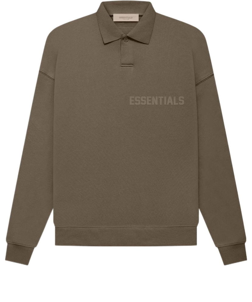 Sweater Fear of God Essentials Long Sleeve Polo Shirt Brun | FOG-FW22-673