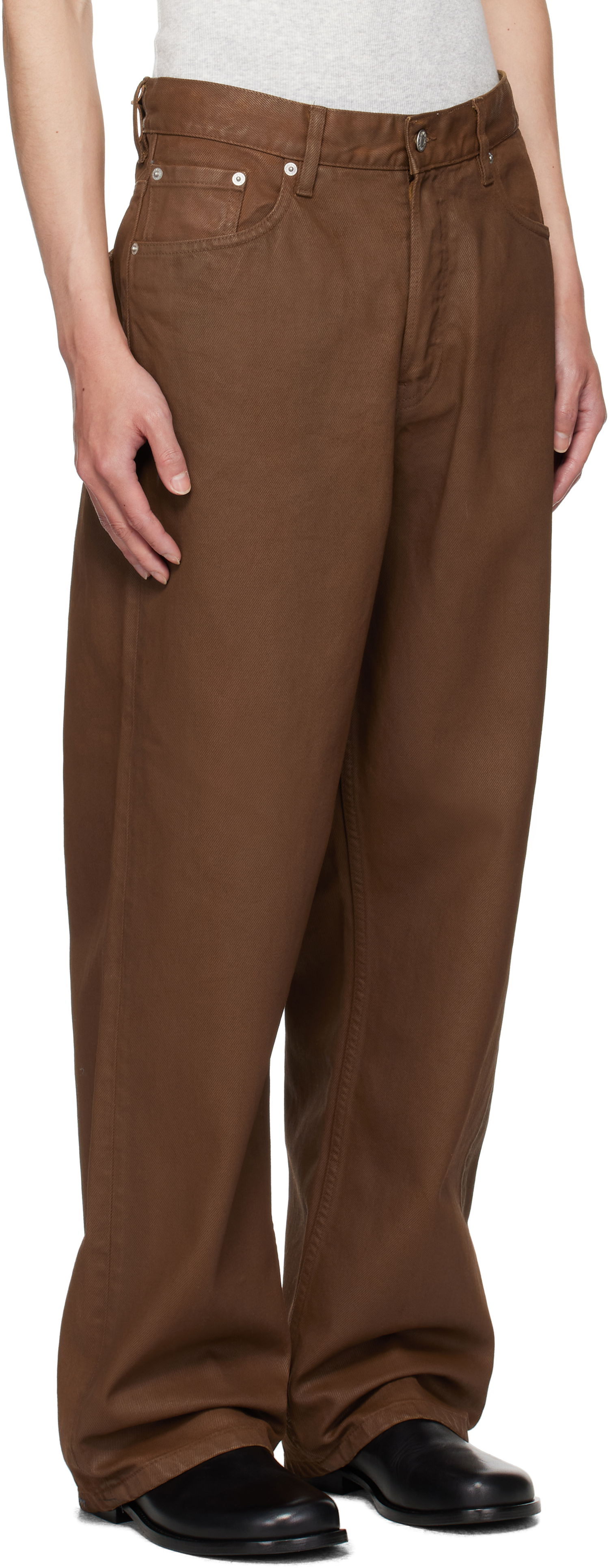 Jeans Dries Van Noten Dries Van Noten Loose Fit Coated Jeans Brun | 252-020927-2383, 1