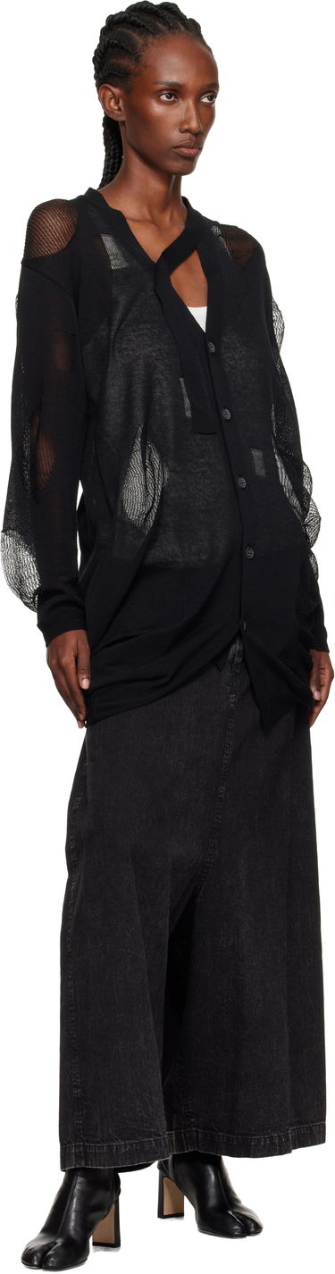 Sweater Yohji Yamamoto YOHJI YAMAMOTO Plain Stitch & Pattern Draped Cardigan Sort | FP-K12-982, 3