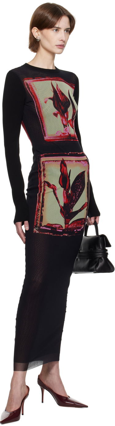 Kjole Jean Paul Gaultier Jean Paul Gaultier Flowers Cadres Maxi Dress Sort | 25/33-F-RO359-T579-002142, 3