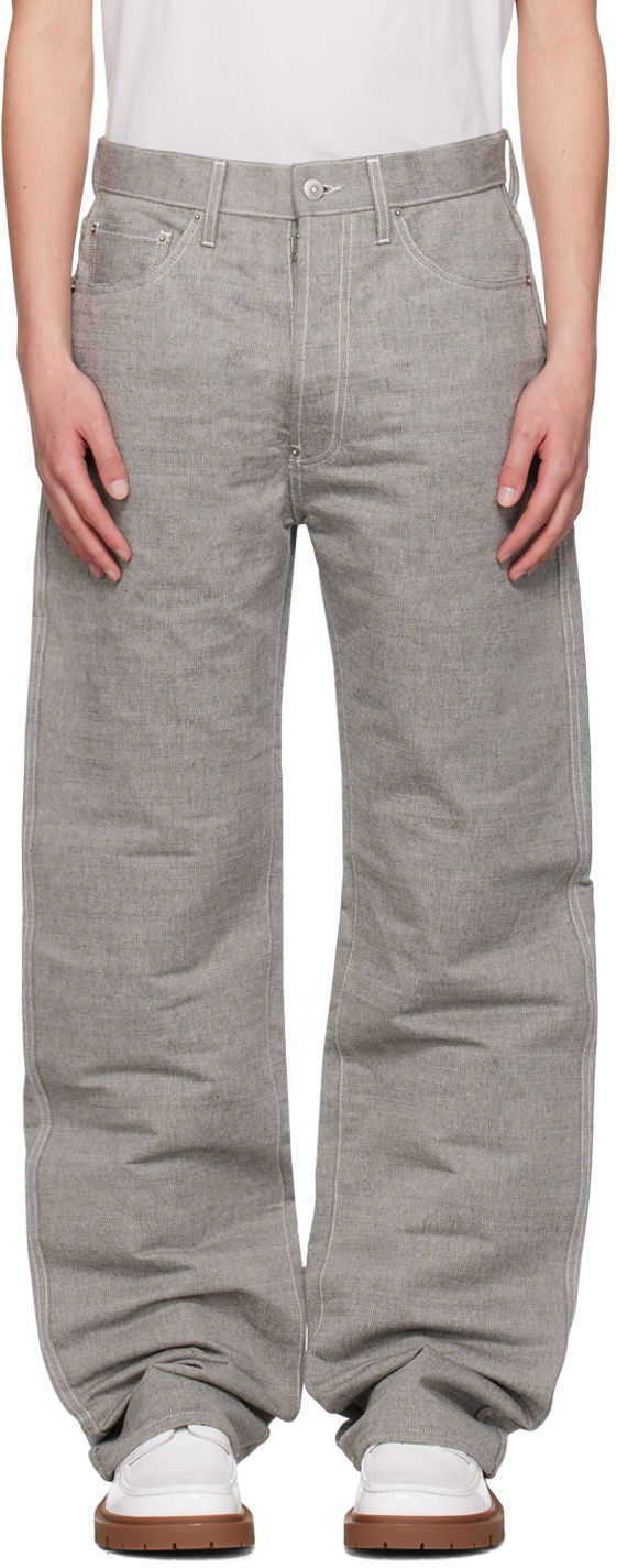 Jeans Maison Margiela Cinch Strap Cotton-Blend Trousers Grå | S67LA0039 M30006