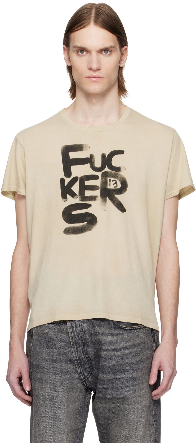 T-shirt R13 R13 'Fuckers' Graphic T-Shirt Beige | R13WK001-121BO